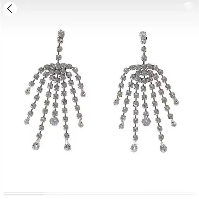 High-Quality Full Rhinestone Big Tassel Drop Earrings