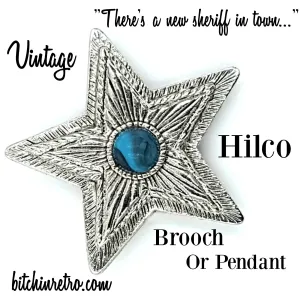Hilco Vintage Star Pendant and Brooch with Turquoise Glass Cabochon