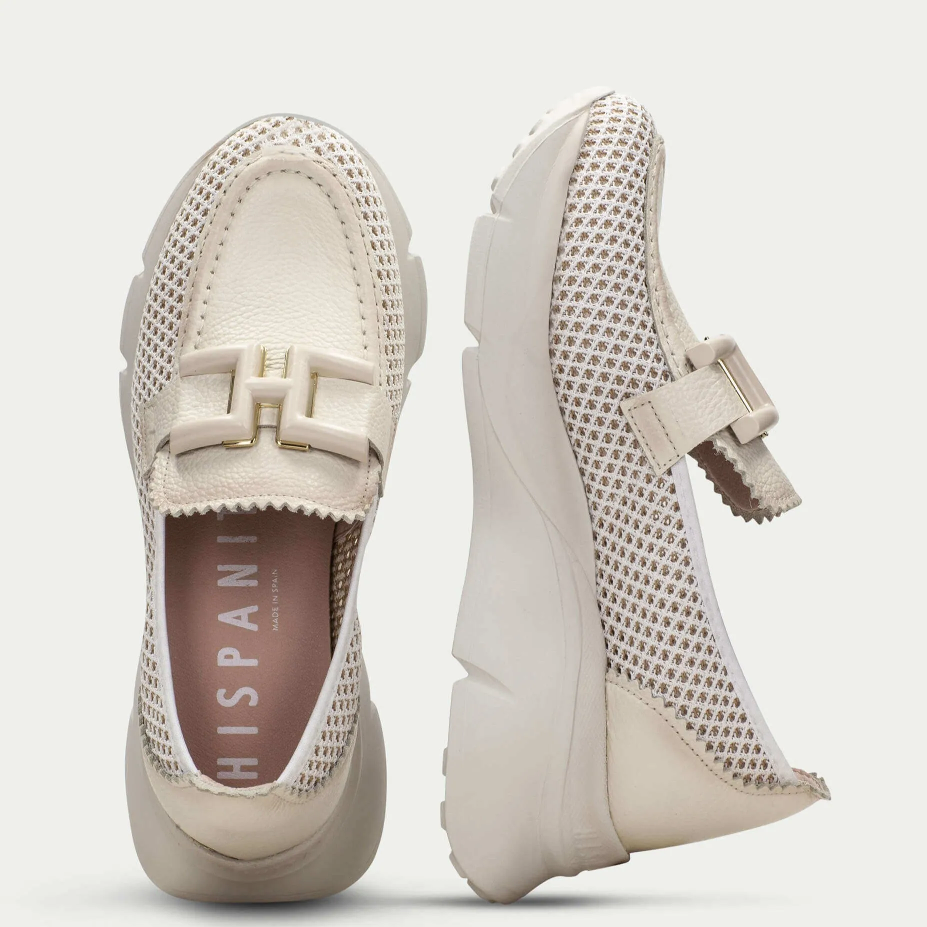 Hispanitas Off White Leather Slip On Shoes
