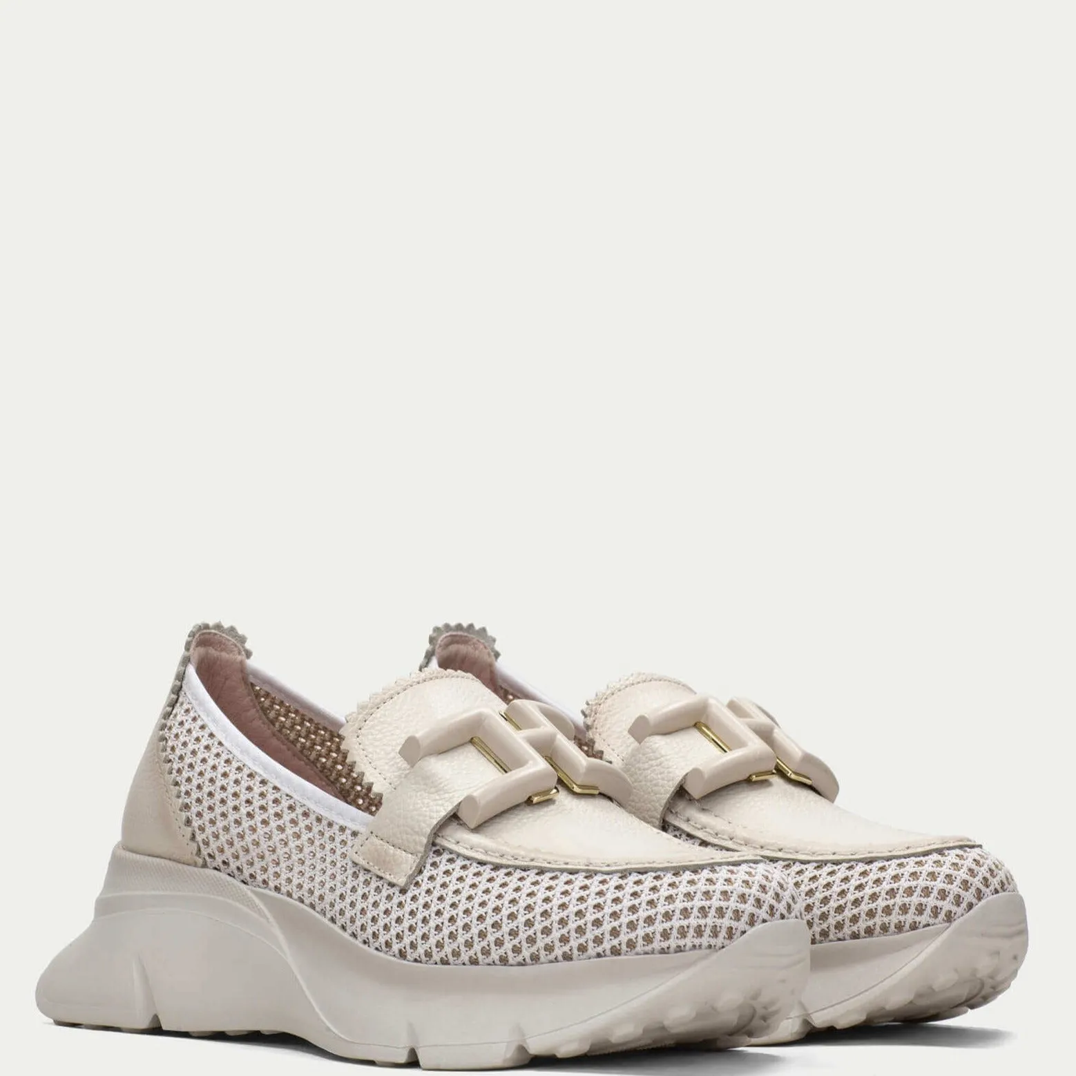Hispanitas Off White Leather Slip On Shoes