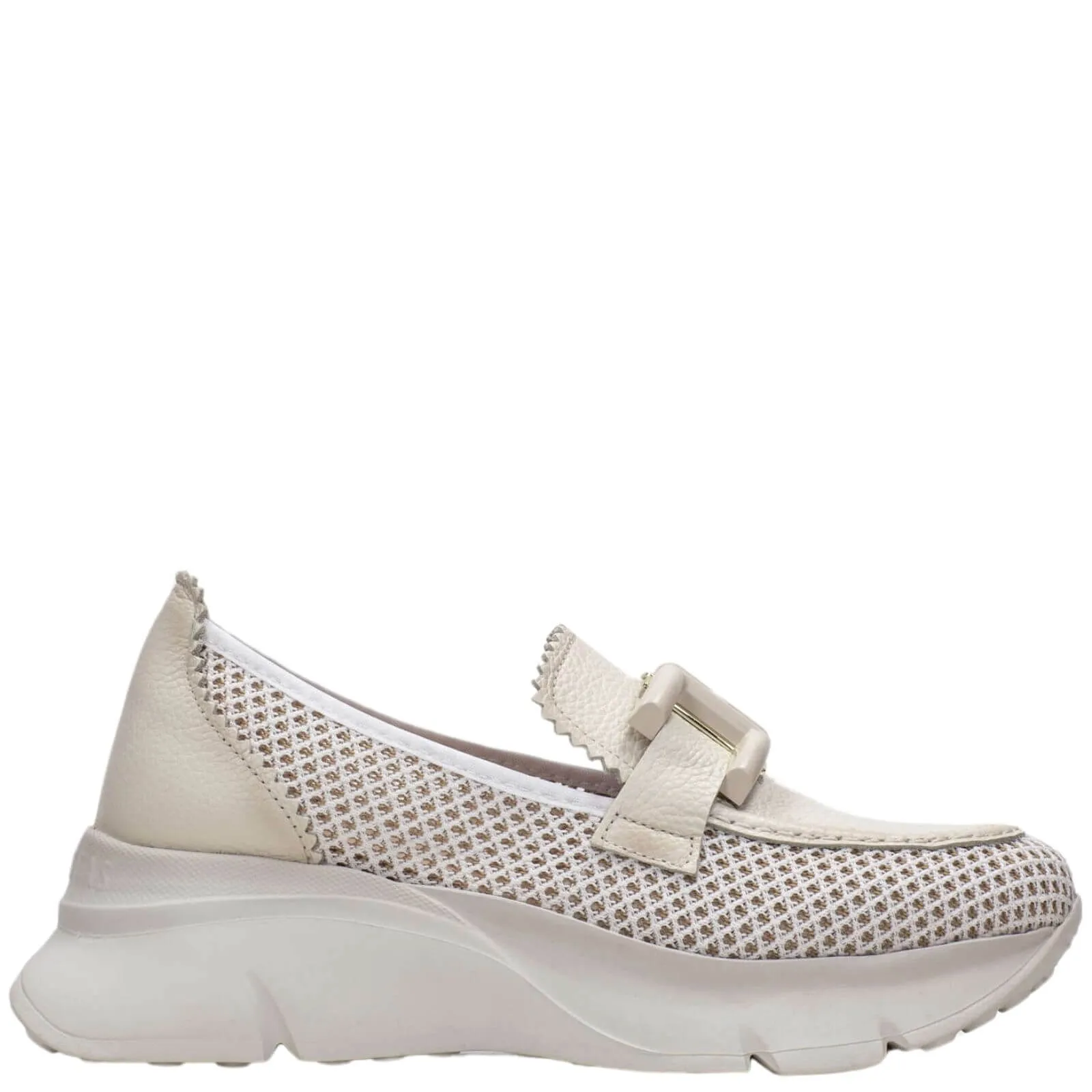 Hispanitas Off White Leather Slip On Shoes