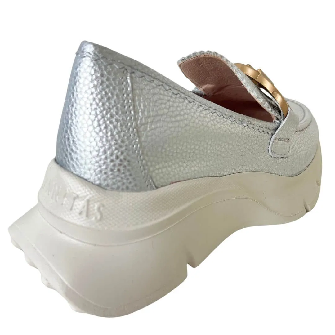 Hispanitas Silver & Bronze Leather Slip On Shoes