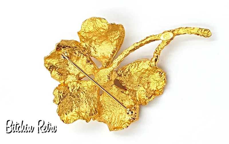Hobe Vintage Flower Brooch with Faux Pearl and Very Collectible