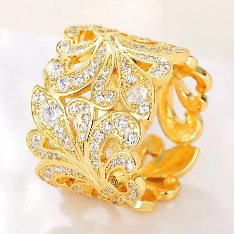 Hollow Fashion Ring for Women Wedding Engagement Party Jewelry