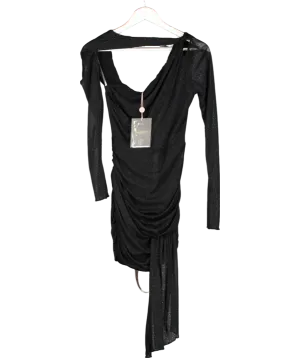 House of CB Black Santa Cut-out Shimmery Mesh Mini Dress UK S
