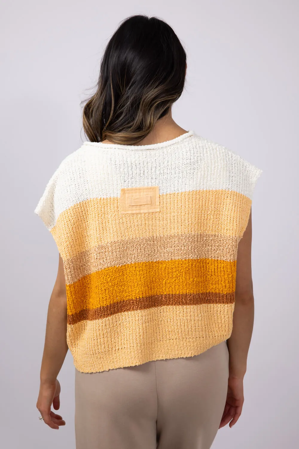 Illa Illa Multi Stripe Patch Top for Women in Orange Multi | IM8029-ORANGEMULTI