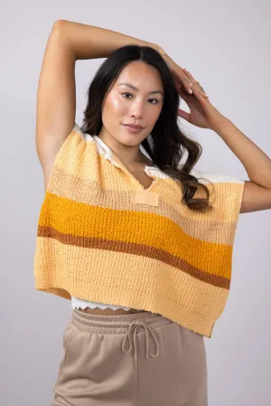 Illa Illa Multi Stripe Patch Top for Women in Orange Multi | IM8029-ORANGEMULTI