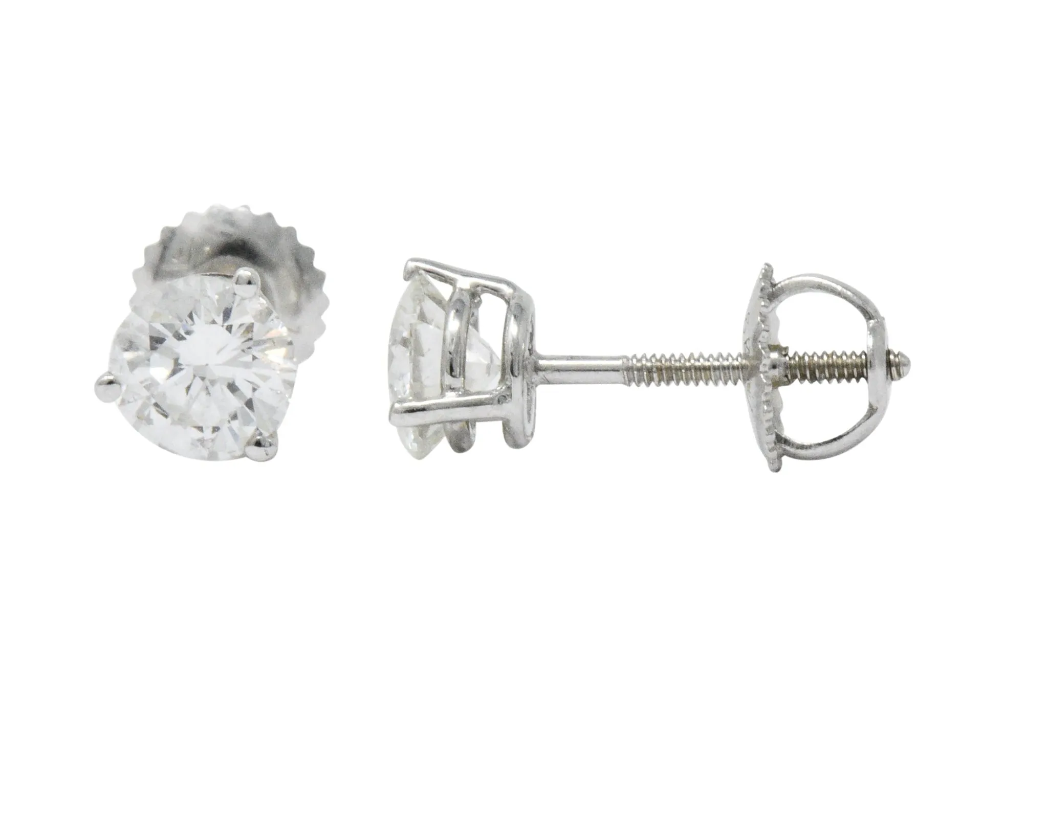 Impressive 1.20 CTW Diamond 18 Karat White Gold Martini Stud Earrings