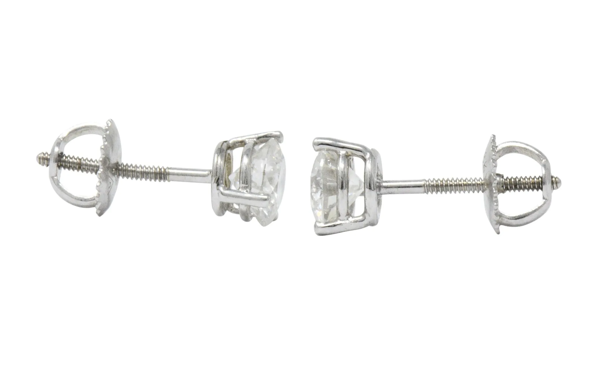 Impressive 1.20 CTW Diamond 18 Karat White Gold Martini Stud Earrings