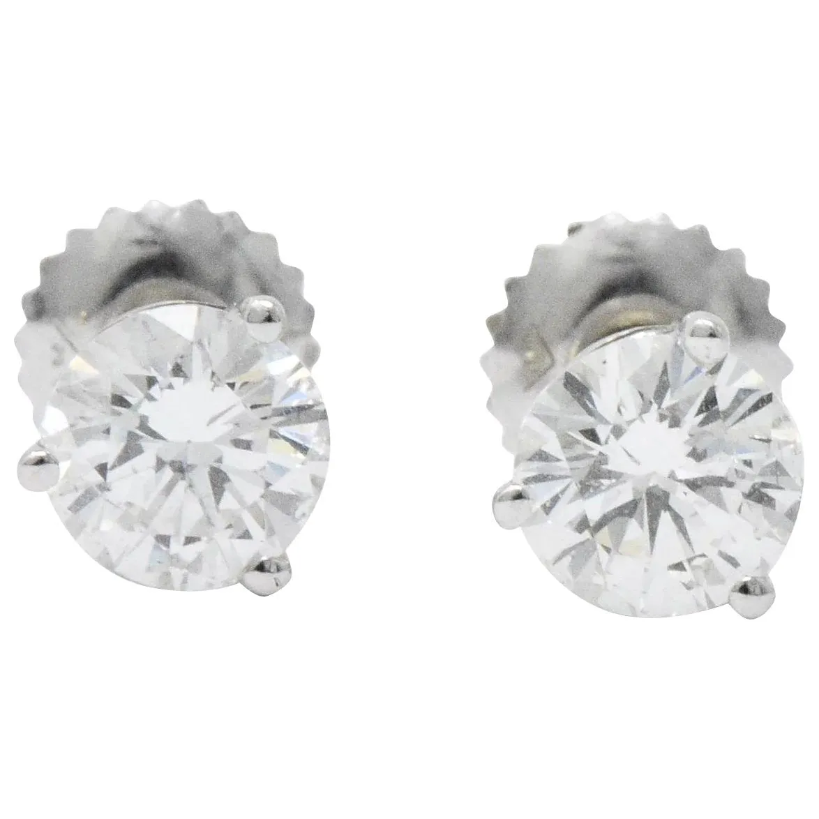 Impressive 1.20 CTW Diamond 18 Karat White Gold Martini Stud Earrings