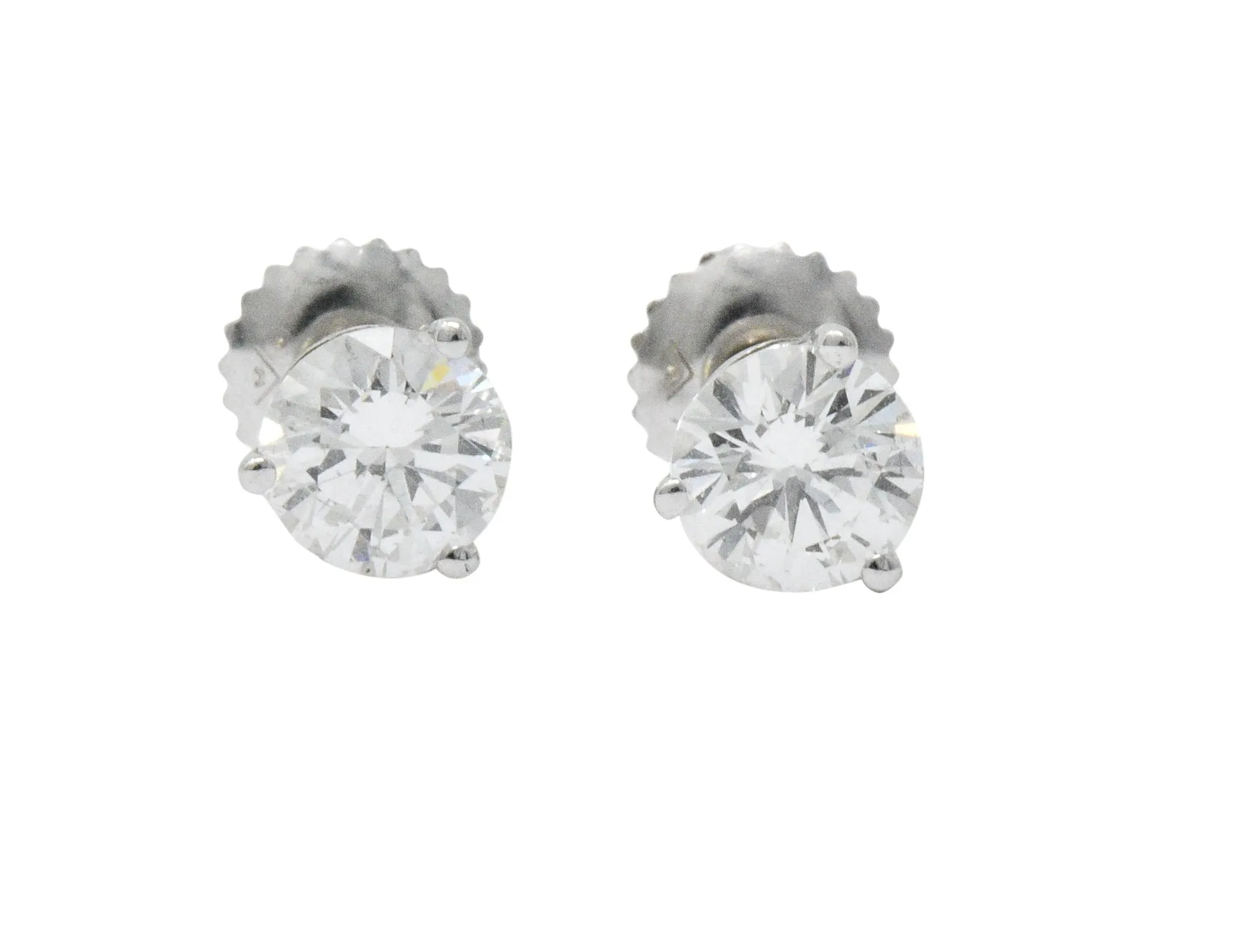 Impressive 1.20 CTW Diamond 18 Karat White Gold Martini Stud Earrings