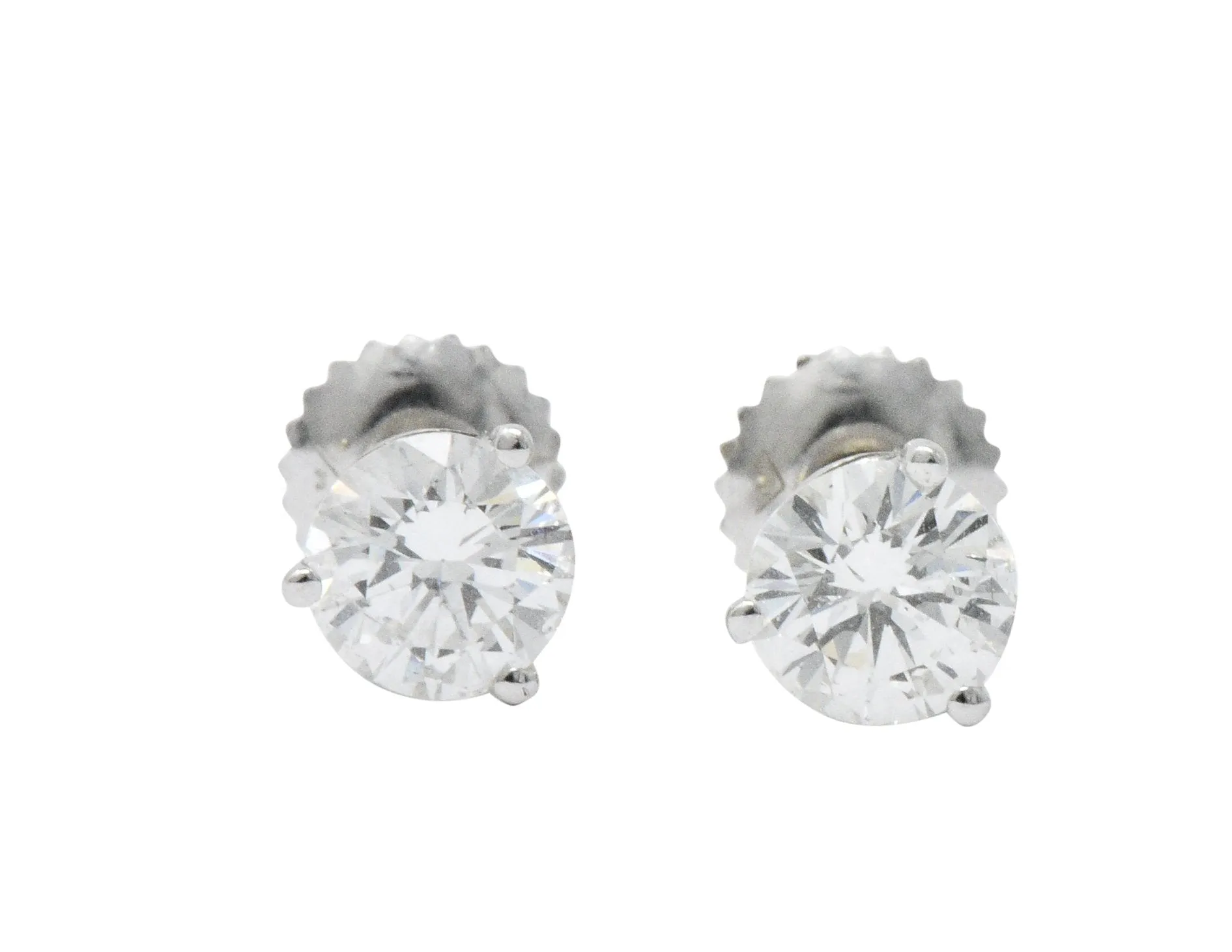 Impressive 1.20 CTW Diamond 18 Karat White Gold Martini Stud Earrings