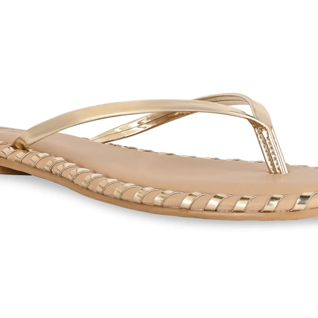 Intertwined Gold Thong Flats