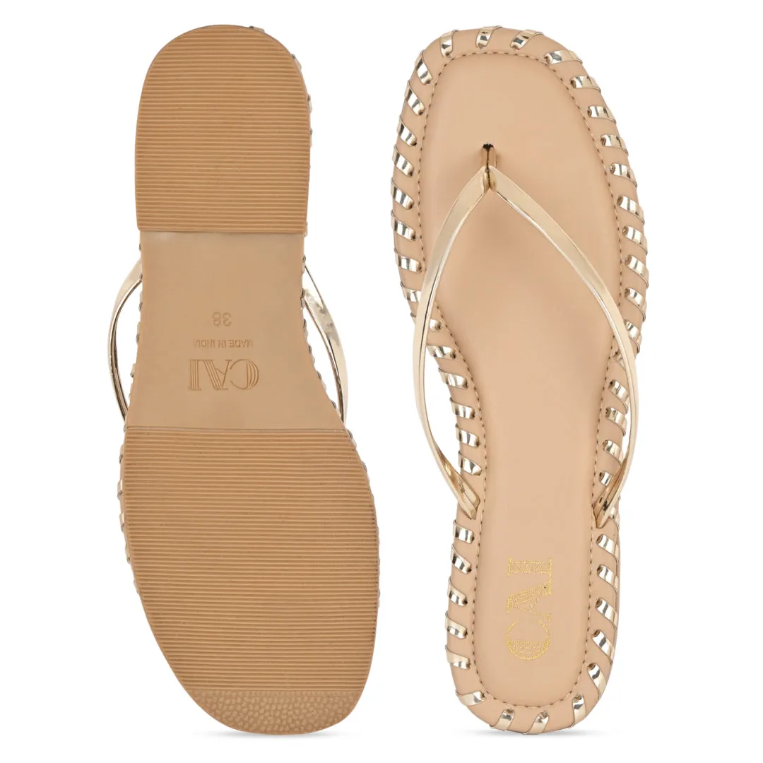 Intertwined Gold Thong Flats