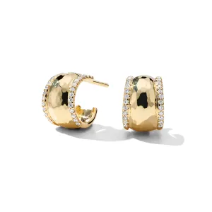 IPPOLITA Stardust 18K Yellow Gold Goddess Hammered Huggie Earrings with Diamonds