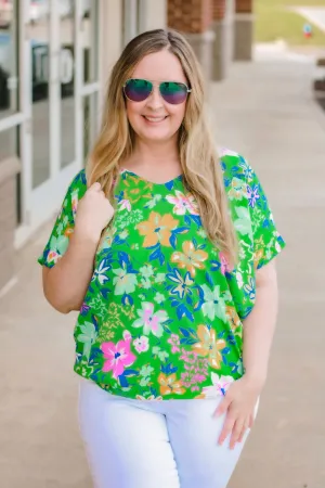 Island Vacation Floral Blouse