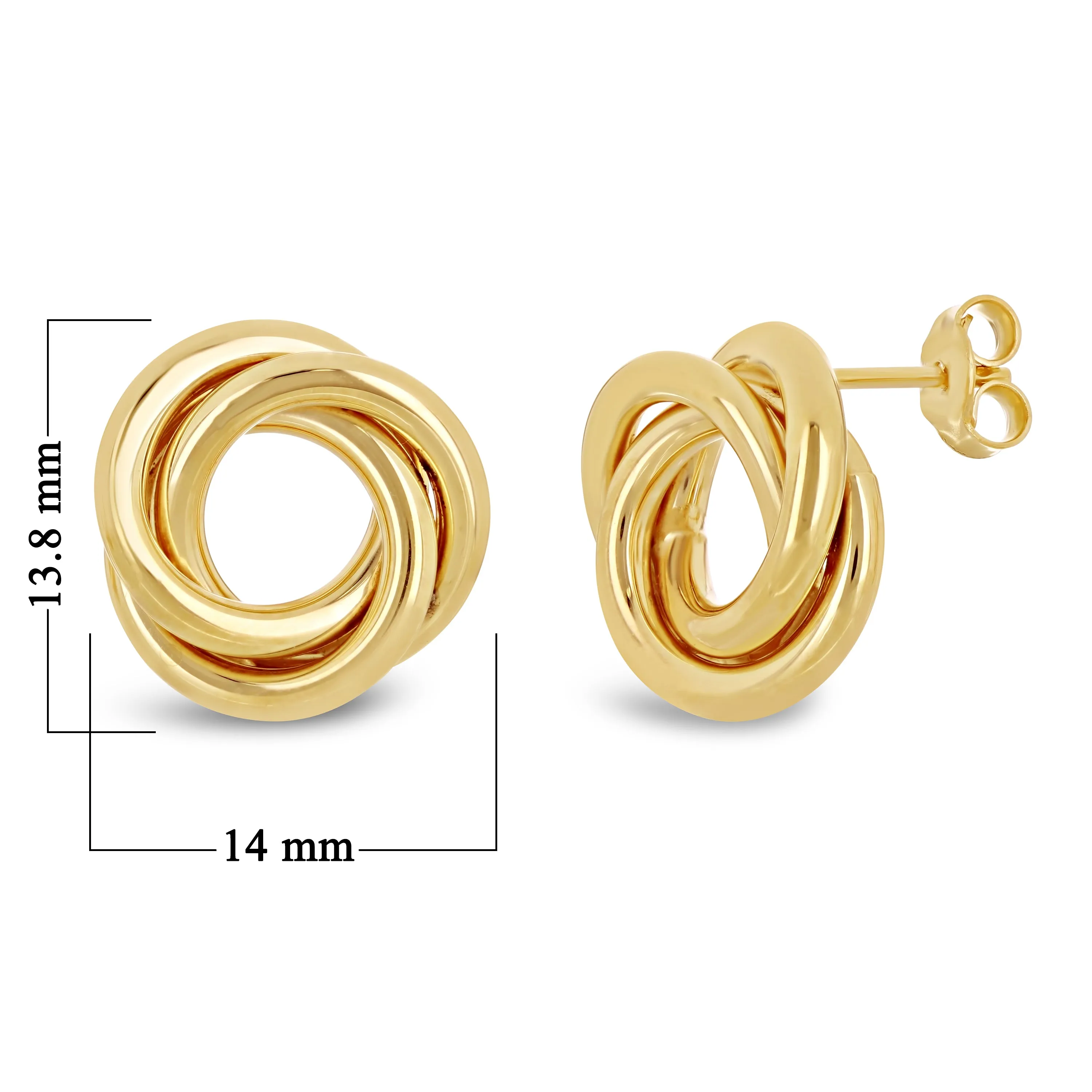 Italian 14k Yellow Gold Shiny Tubular Multiple Eternity Circle Stud Earrings