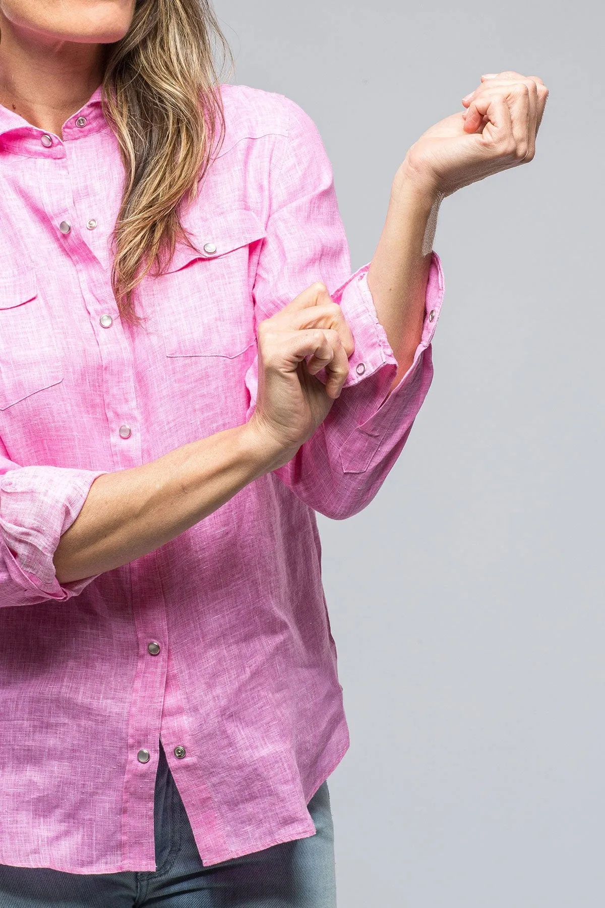 Janie's Soft Touch Linen Shirt In Pink