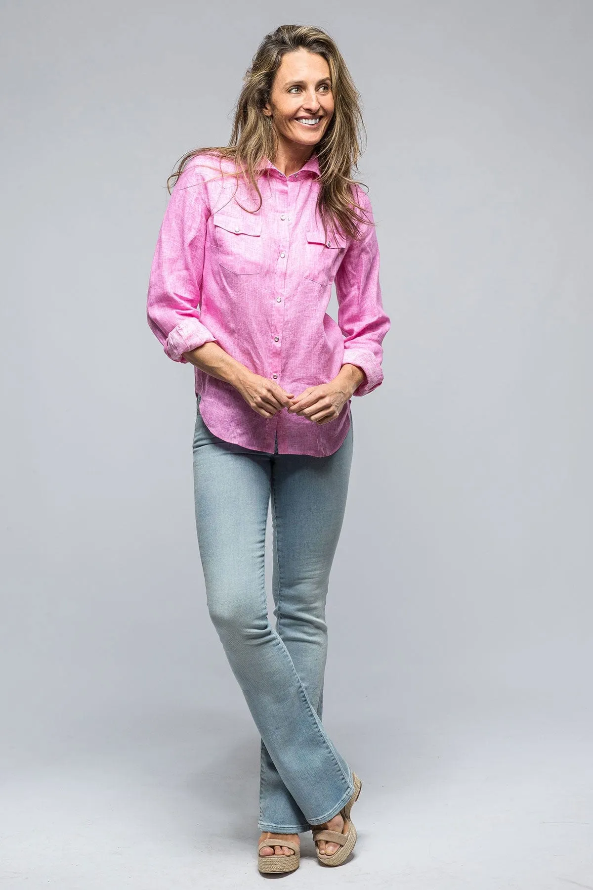 Janie's Soft Touch Linen Shirt In Pink