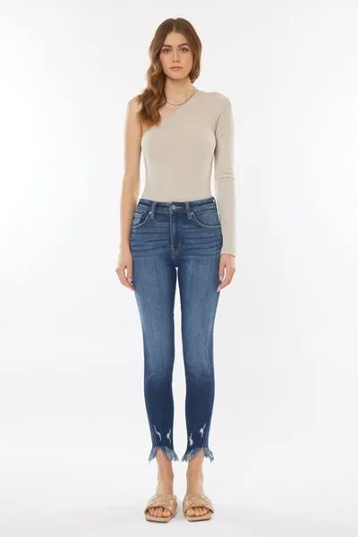 Jena Raw Hem High Waist Cropped Jeans