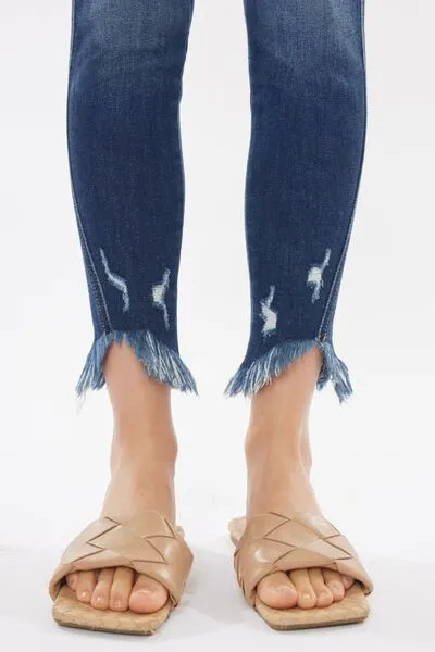 Jena Raw Hem High Waist Cropped Jeans
