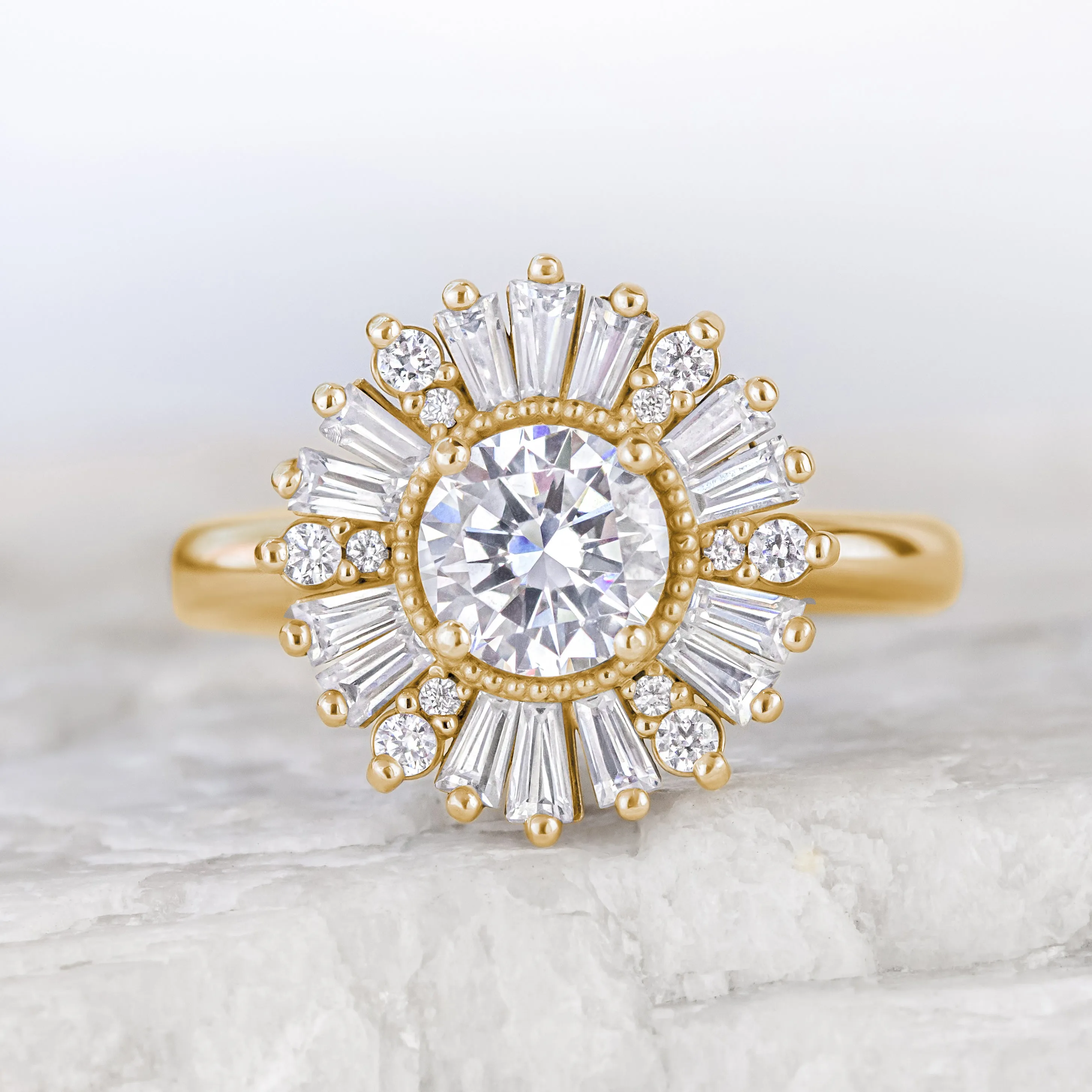 Jenny ~ Baguette Halo Ring