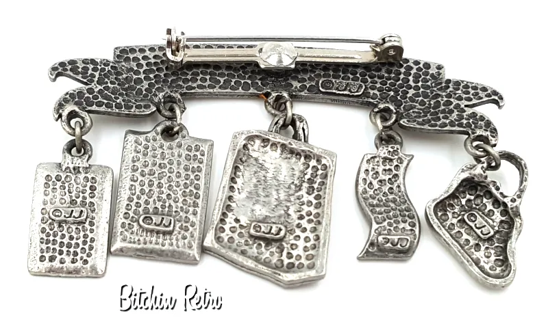 JJ Vintage Born To Shop Pewter Brooch, Perfect Gift for Shoppers and BFFs