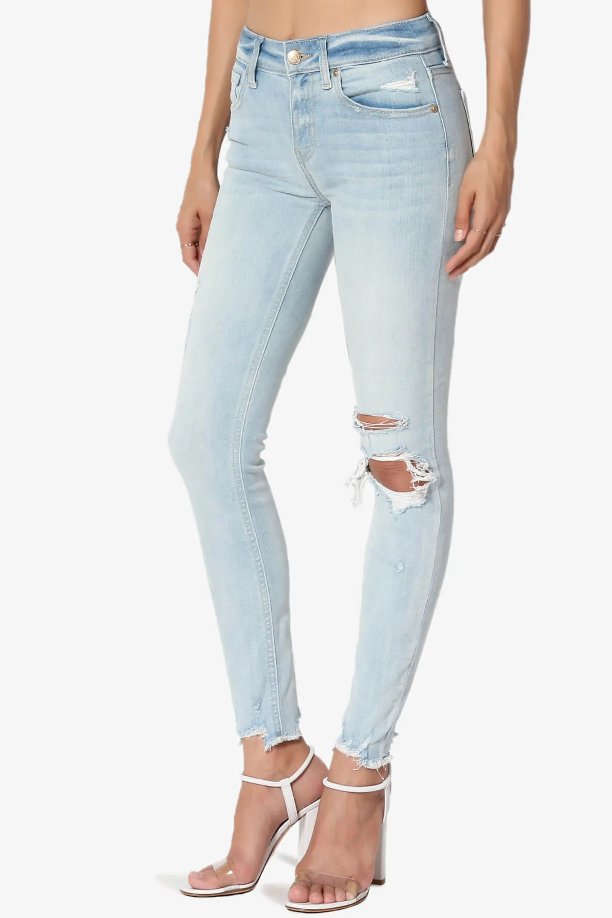 Josie Mid Rise Skinny Jeans in Cold Blooded LT