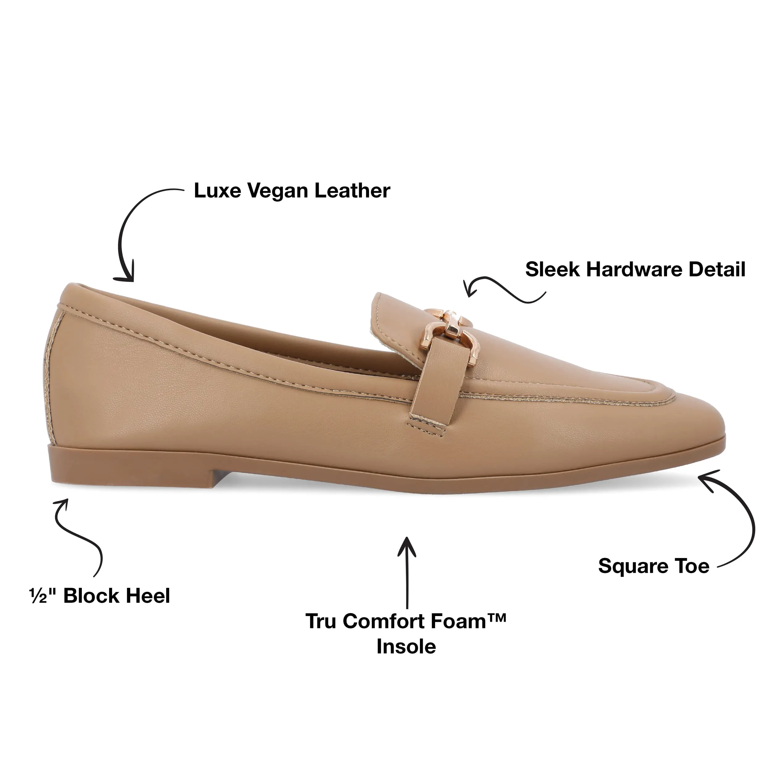 Journee Collection Womens Mizza Tru Comfort Foam Wide Width Loafer Slip On Square Toe Flats Mocha 6 Wide Womens US