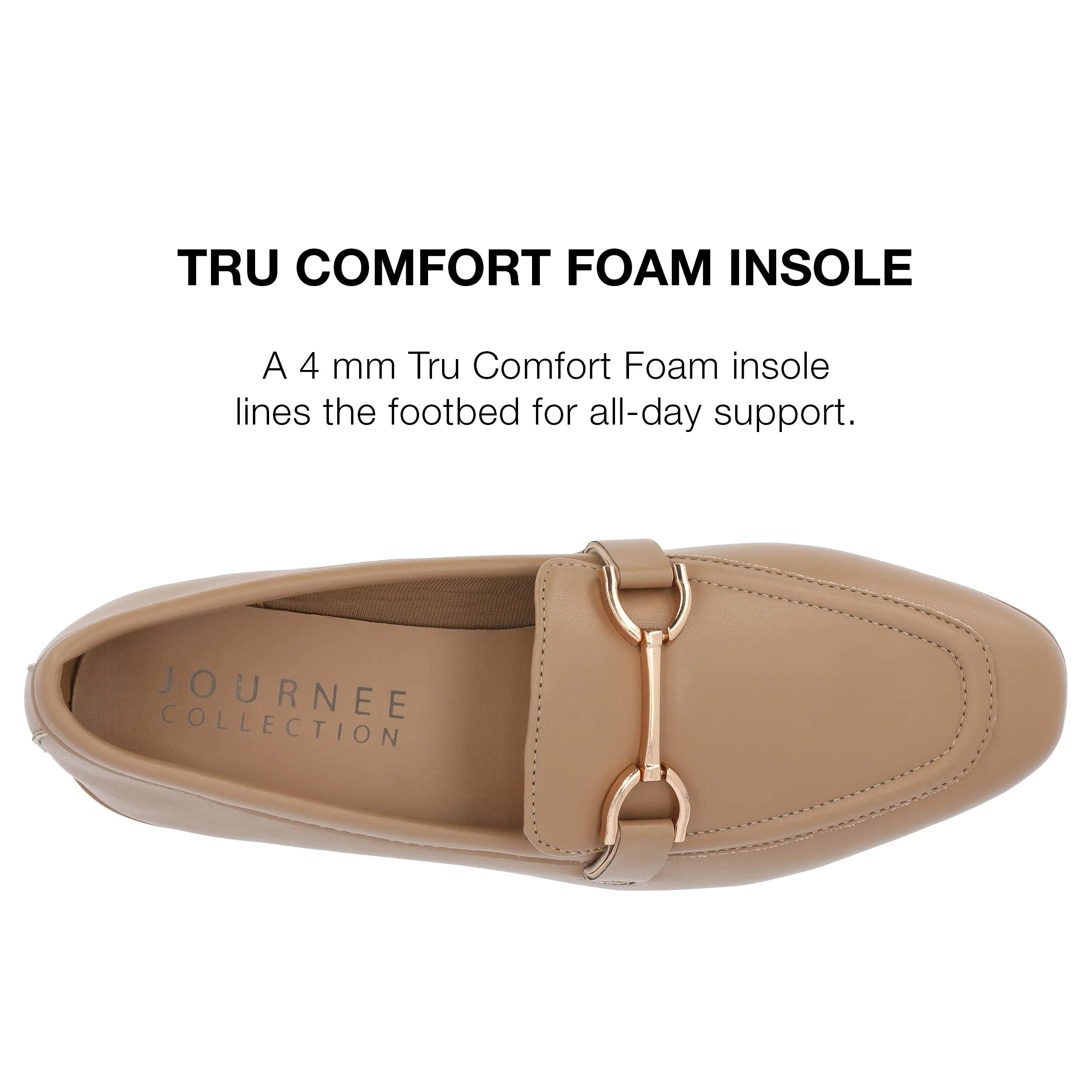Journee Collection Womens Mizza Tru Comfort Foam Wide Width Loafer Slip On Square Toe Flats Mocha 6 Wide Womens US