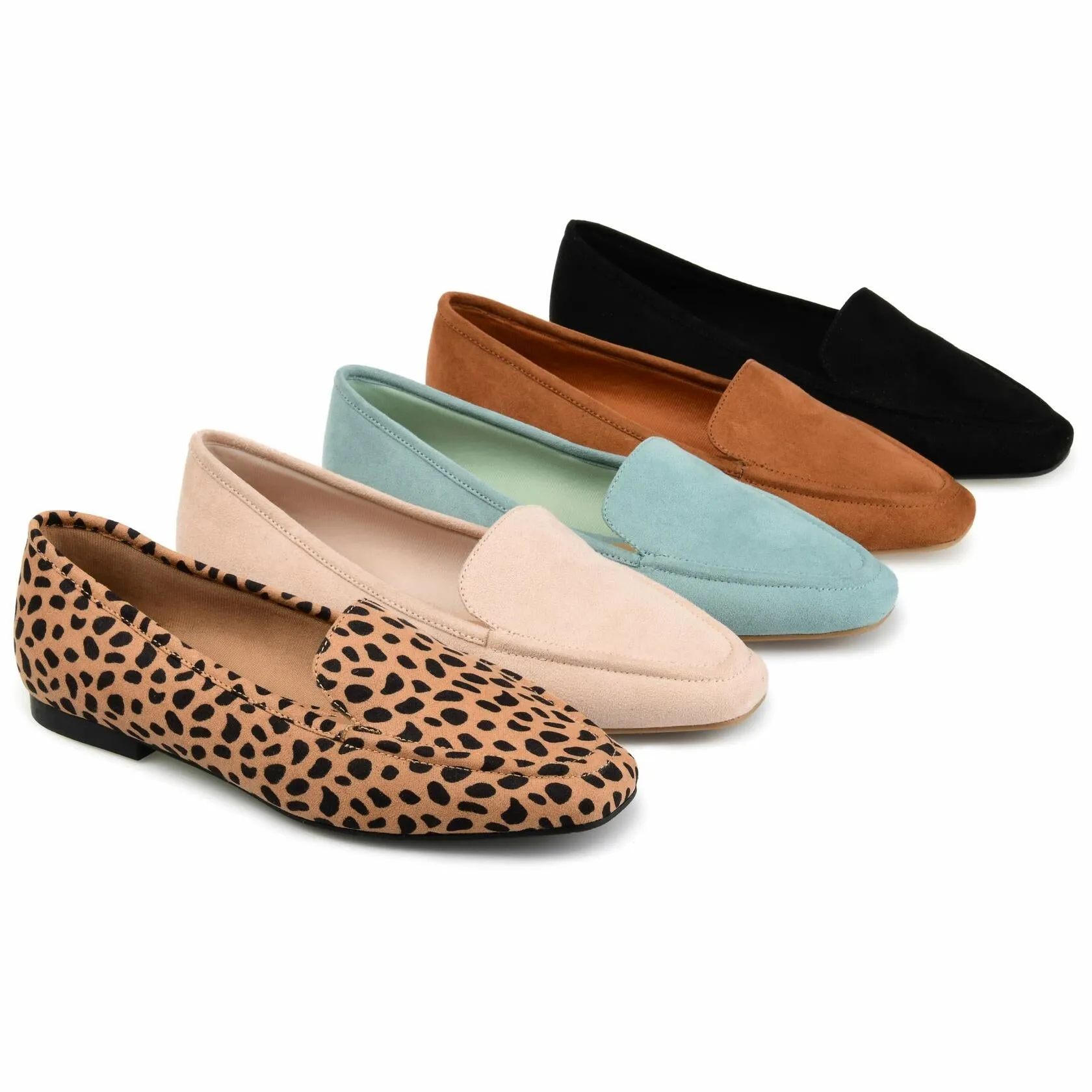 Journee Collection Women's Suede Loafer Flat Square Toe Noticed Topline Padded