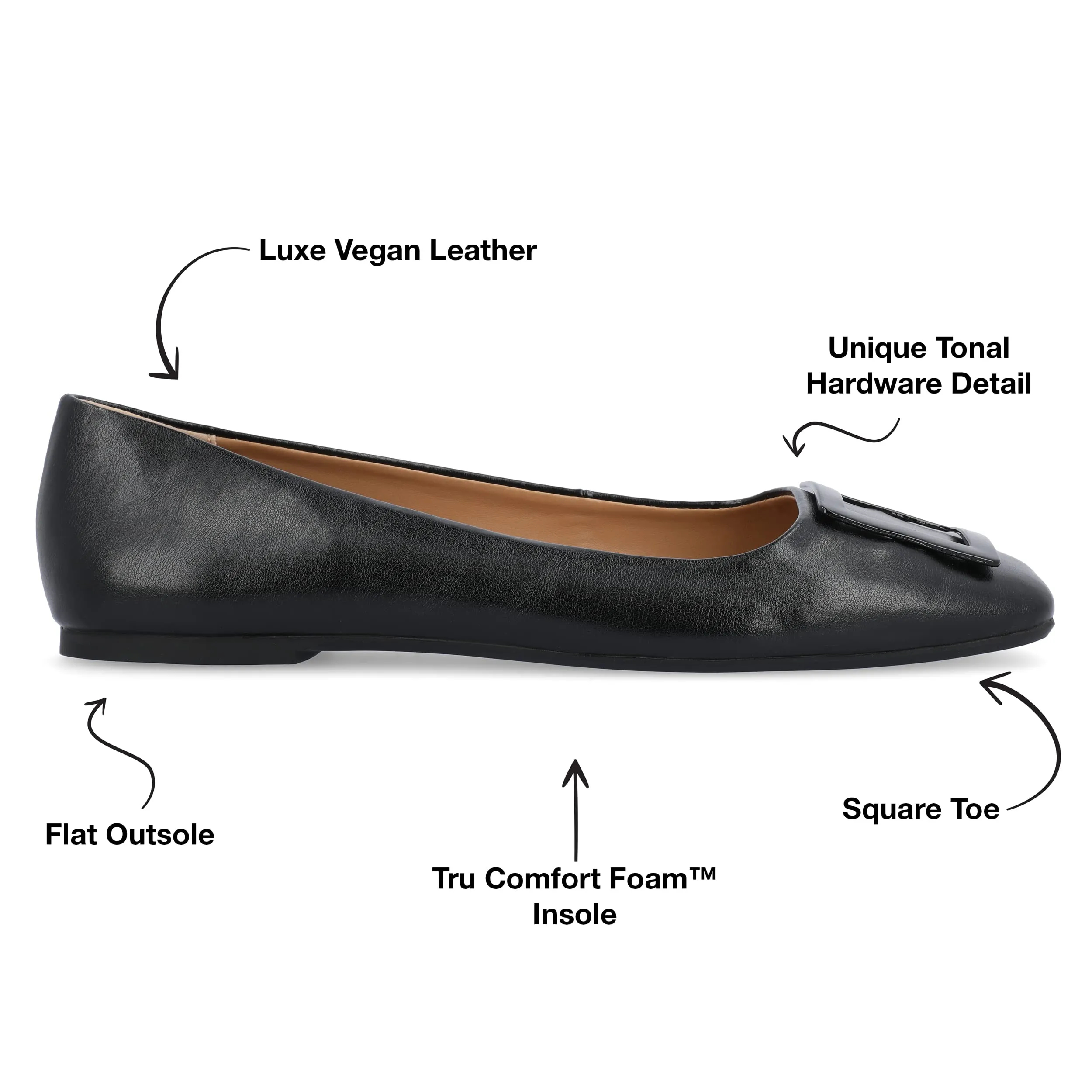 Journee Womens Zimia Tru Comfort Foam Ballet Slip On Square Toe Dress Flats