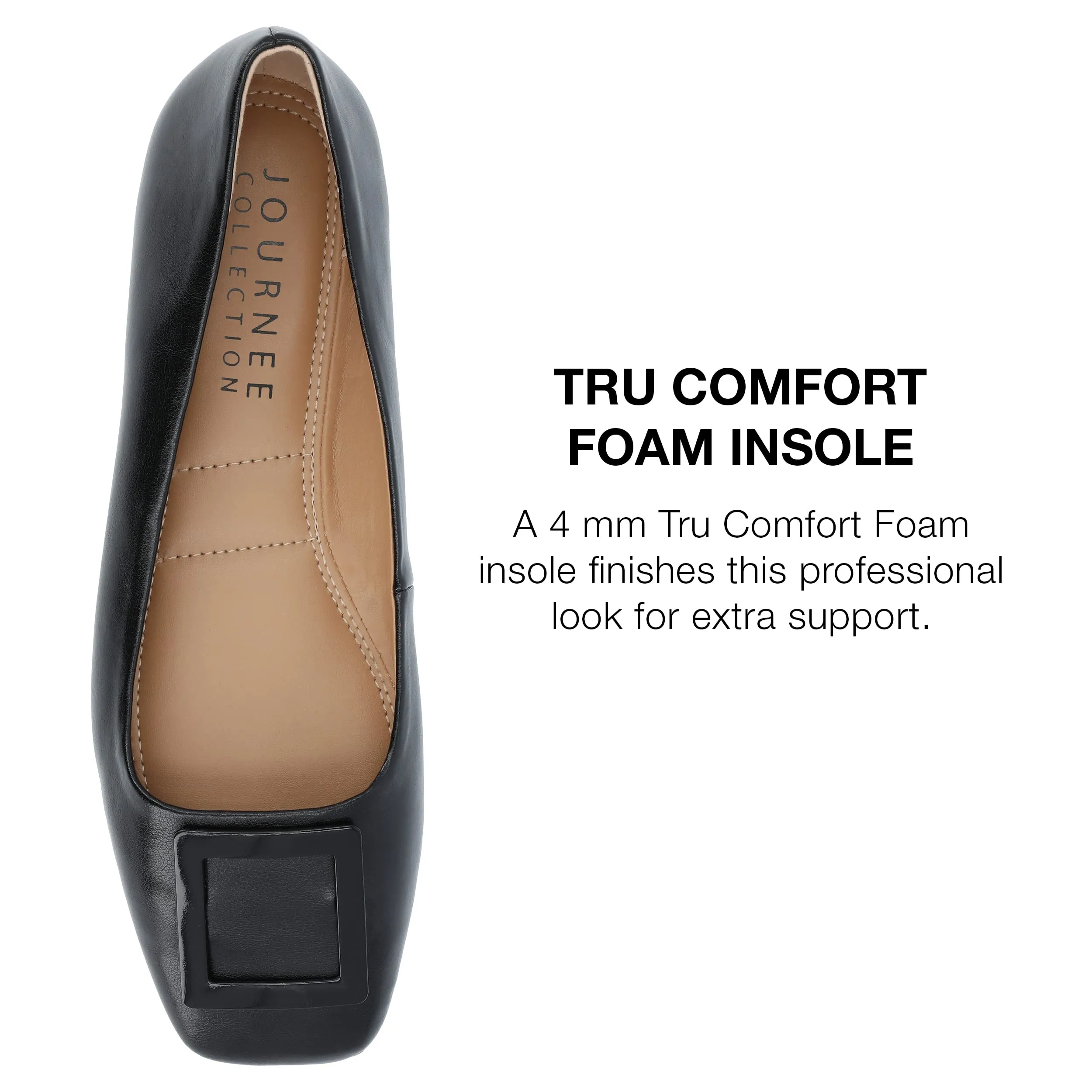 Journee Womens Zimia Tru Comfort Foam Ballet Slip On Square Toe Dress Flats