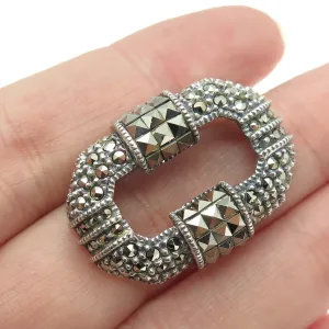 JUDITH JACK 925 Sterling Silver Vintage Real Marcasite Gemstone Pin Brooch