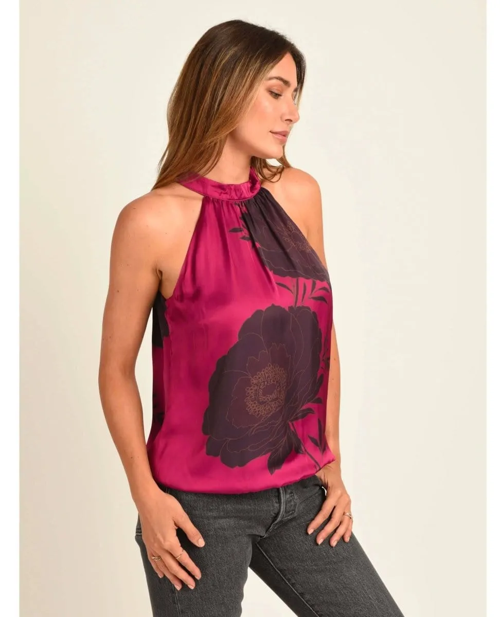 Kaiya Floral Halter Top With Bow