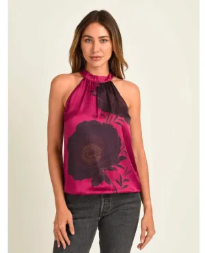 Kaiya Floral Halter Top With Bow