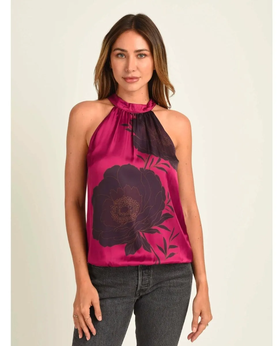 Kaiya Floral Halter Top With Bow