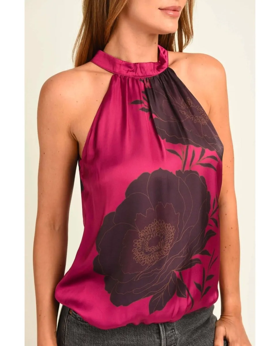 Kaiya Floral Halter Top With Bow