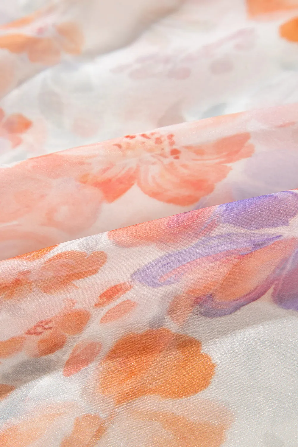 KaleaBoutique Floral Print Collared Balloon Sleeve Loose Shirt