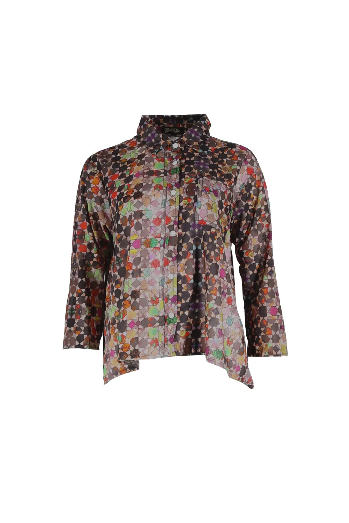 Kaleidoscope Shirt Grey in Cotton Voile