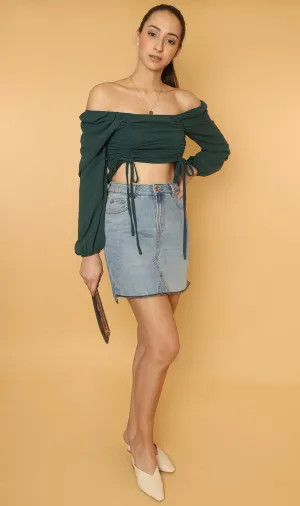 KIRA Ruched Off-Shoulder Top (Emerald Green)