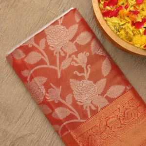 Koi Orange Kanchi Tissue Floral Fabric