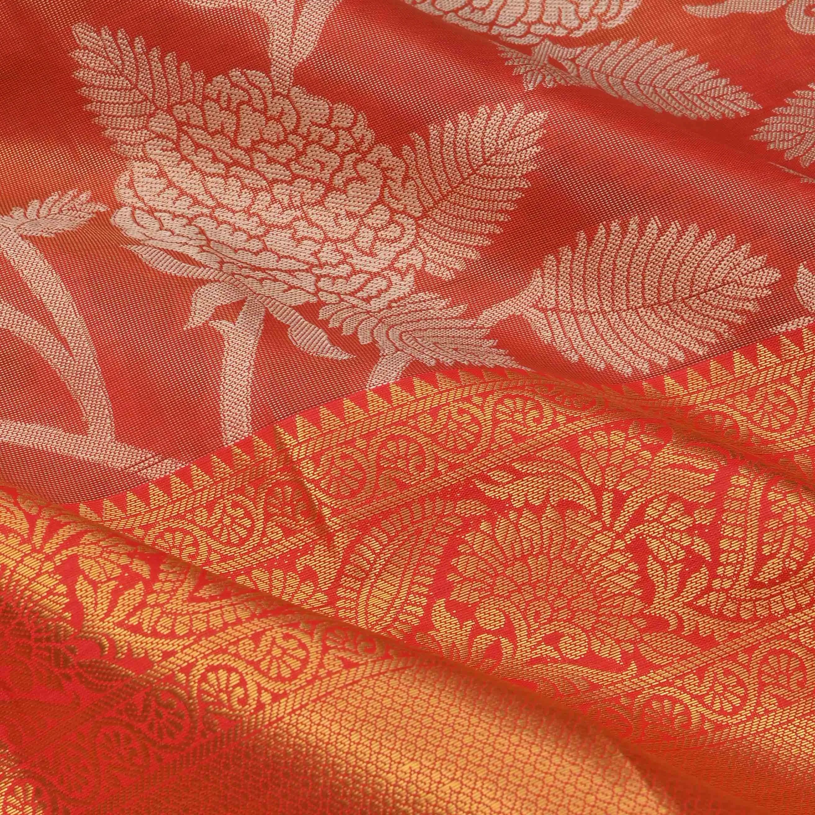 Koi Orange Kanchi Tissue Floral Fabric