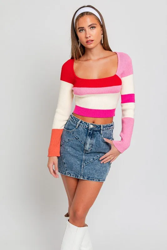 Kristin color block knit sweater