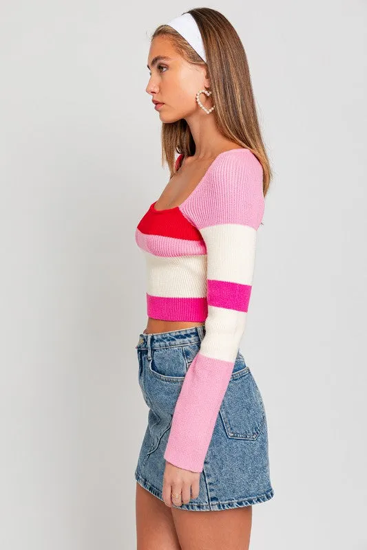 Kristin color block knit sweater