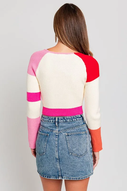 Kristin color block knit sweater