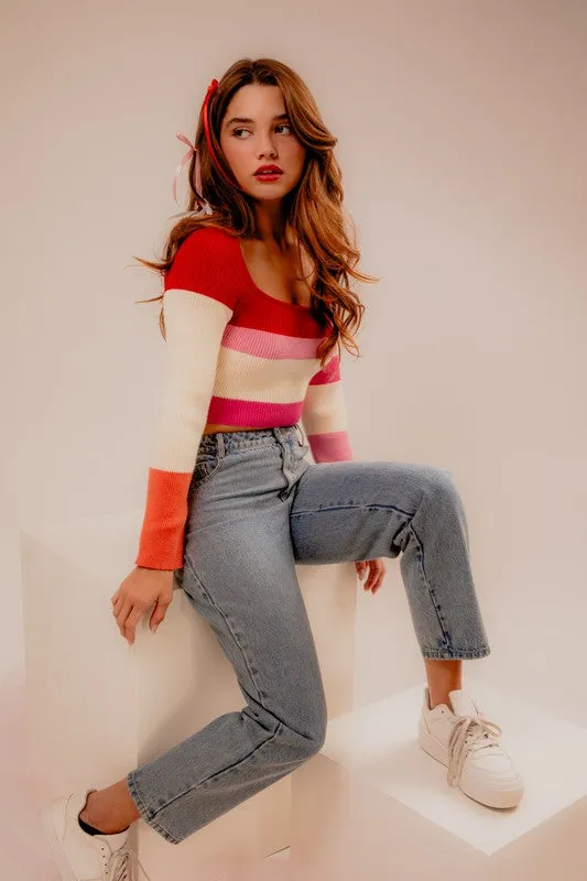 Kristin color block knit sweater