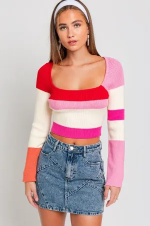 Kristin color block knit sweater