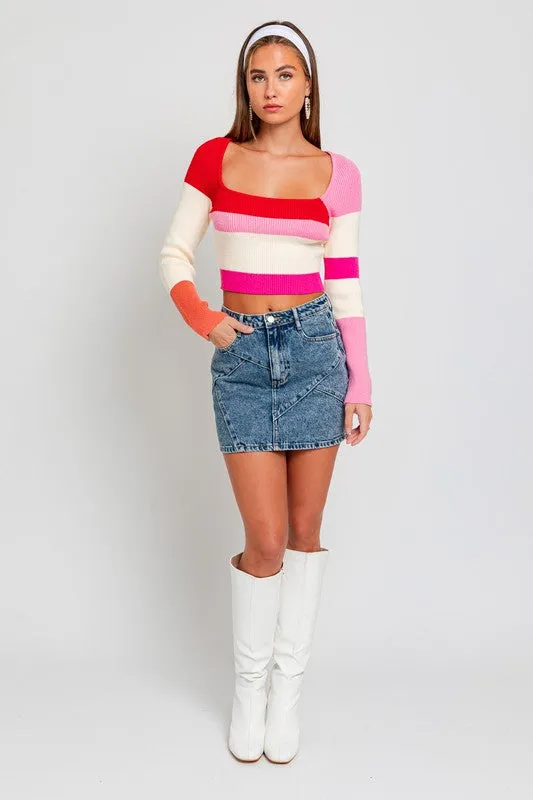 Kristin color block knit sweater