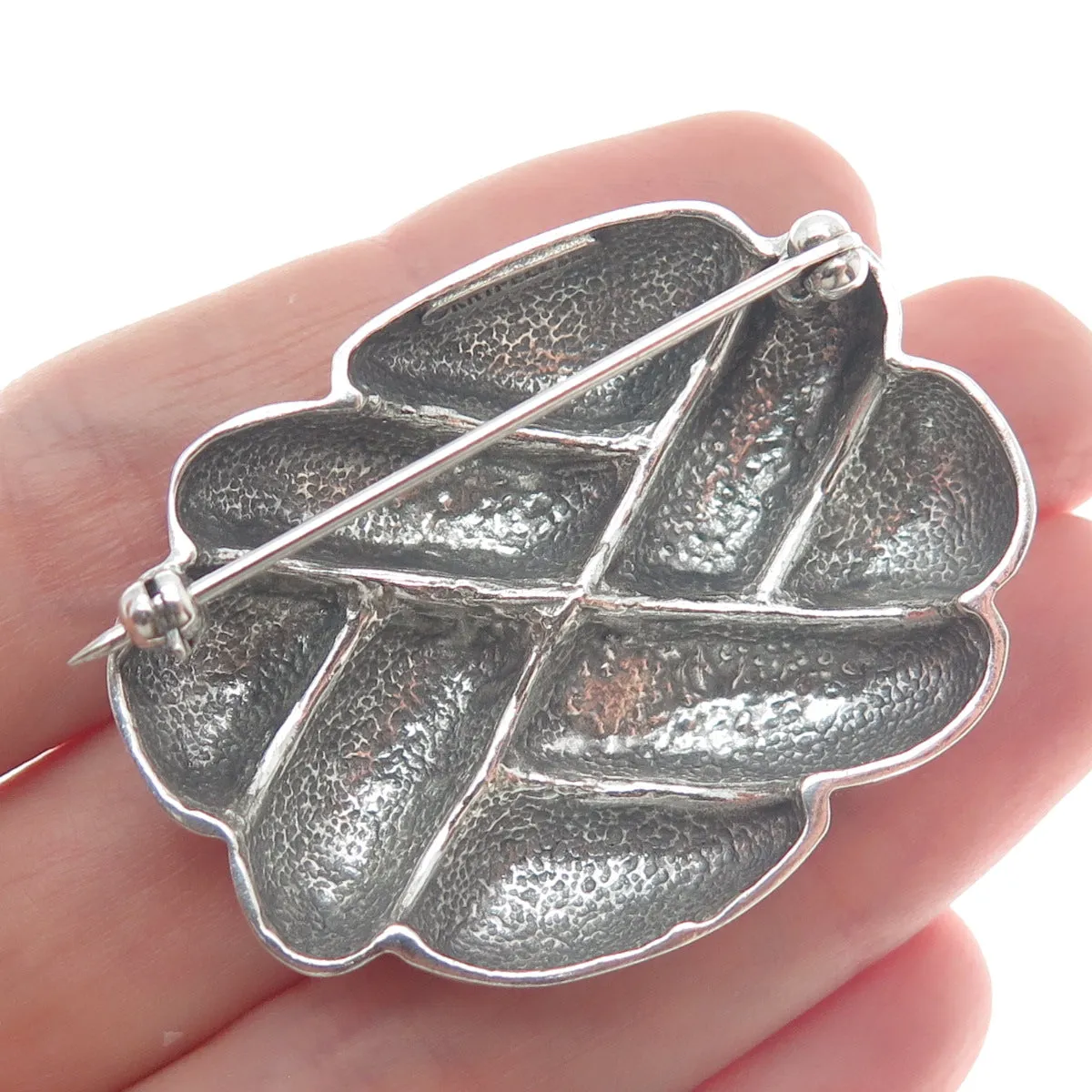 KRYPELL 925 Sterling Silver Vintage Modernist Oxidized Pin Brooch